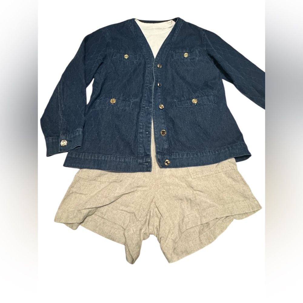 Argyle Blue Denim Jacket with Gold Buttons - Picture 2 of 6